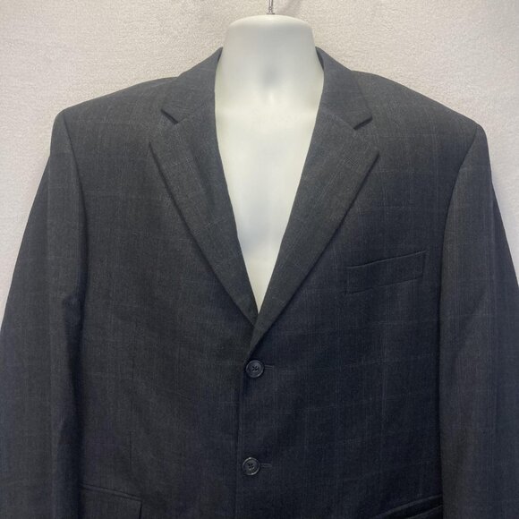 Victor International Loro Piana Zelander Wool Blazer Mens 46R Gray Blue Plaid - Picture 4 of 16